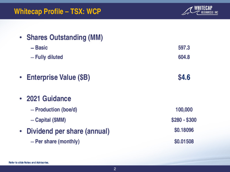 March 2021 Corporate Presentation – Whitecap Resources Inc. – slide 2
