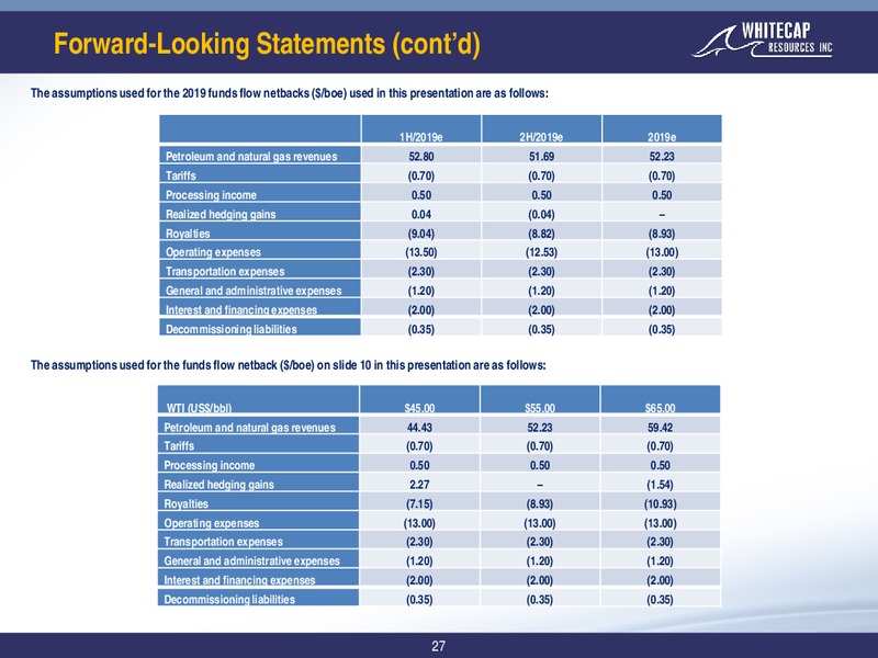 April 2019 Corporate Presentation – Whitecap Resources Inc. – slide 26