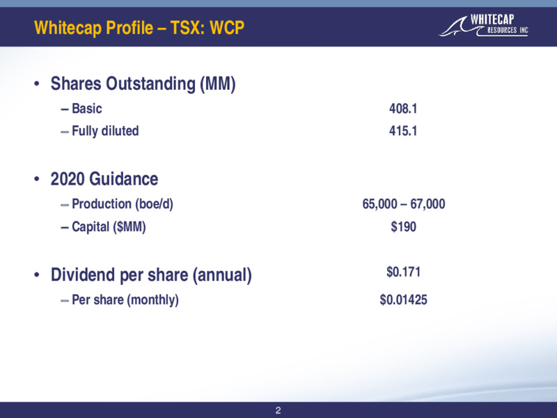June 2020 Corporate Presentation – Whitecap Resources Inc. – slide 2