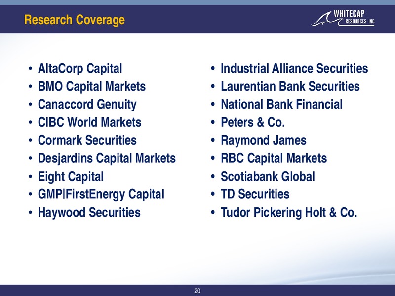 June 2019 Corporate Presentation – Whitecap Resources Inc. – slide 20