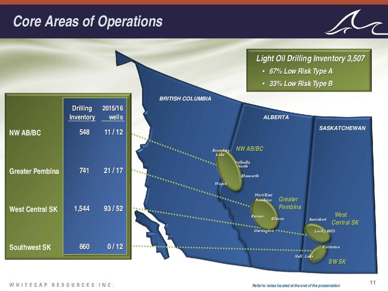 July 2016 Corporate Presentation – Whitecap Resources Inc. – slide 11