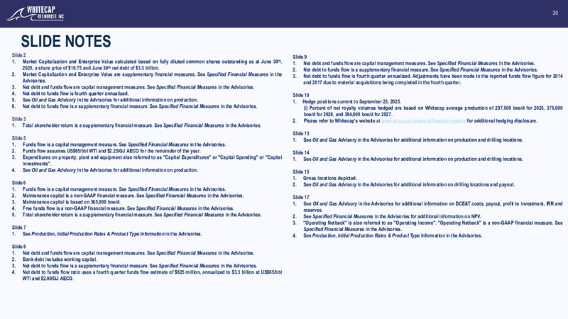 September 2025 Investor Presentation – Whitecap Resources Inc. – slide 30