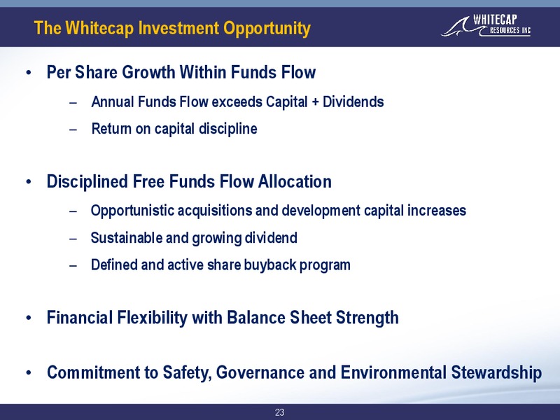 September 2018 Corporate Presentation – Whitecap Resources Inc. – slide 23