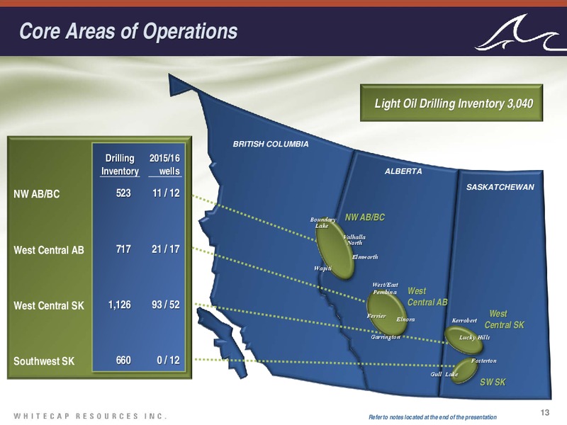 October 2016 Investor Presentation – Whitecap Resources Inc. – slide 13