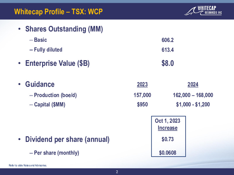 October 2023 Investor Presentation – Whitecap Resources Inc. – slide 2