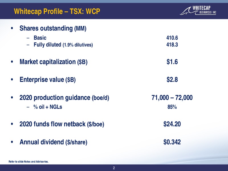 November 2019 Corporate Presentation – Whitecap Resources Inc. – slide 2
