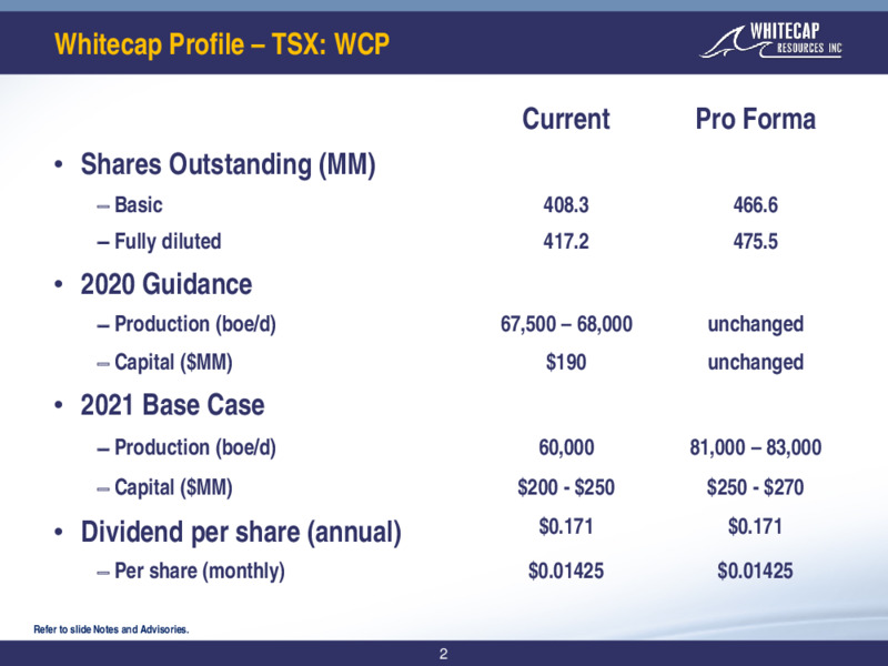 Q3 2020 Earnings Presentation – Whitecap Resources Inc. – slide 2