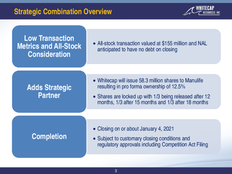 Q3 2020 Earnings Presentation – Whitecap Resources Inc. – slide 3