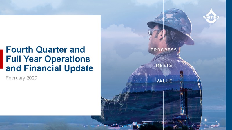 4Q2019 and FY Operations and Financial Update – Whiting Petroleum Corp. – slide 1