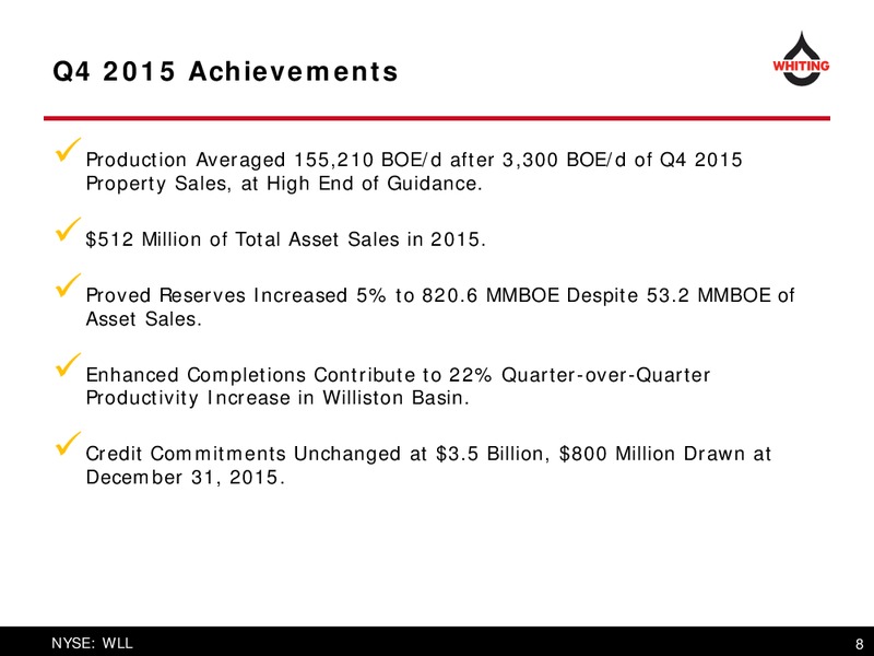 DUG Rockies Conference – Whiting Petroleum Corp. – slide 8