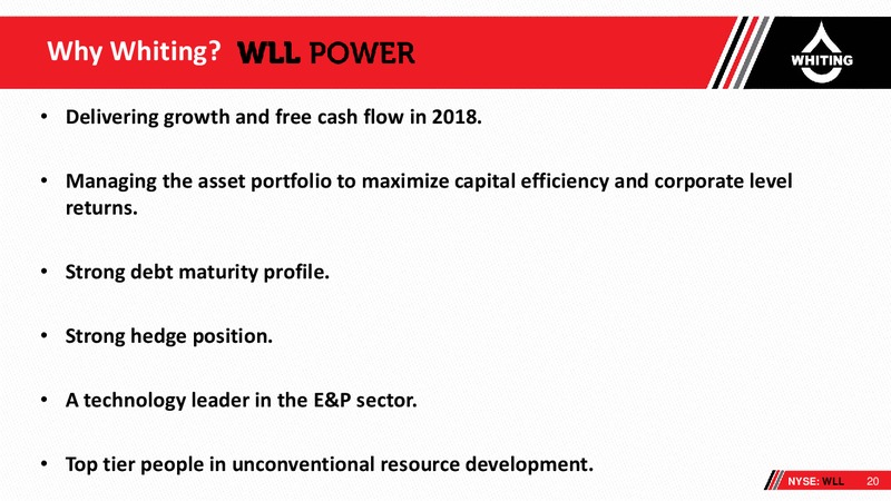 Scotia Howard Weil 2018 Energy Conference – Whiting Petroleum Corp. – slide 19
