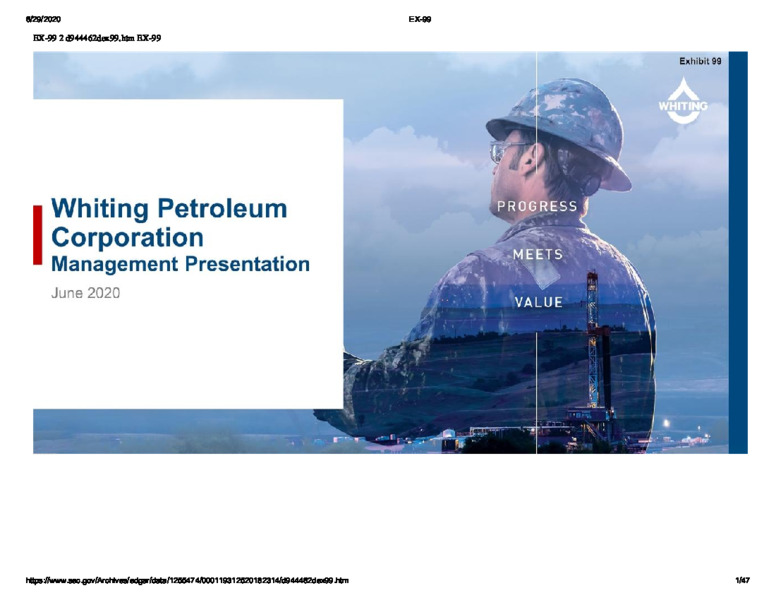 June 2020 Management Presentation – Whiting Petroleum Corp. – slide 1