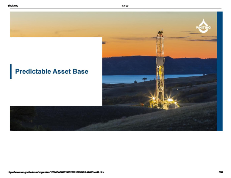 June 2020 Management Presentation – Whiting Petroleum Corp. – slide 5
