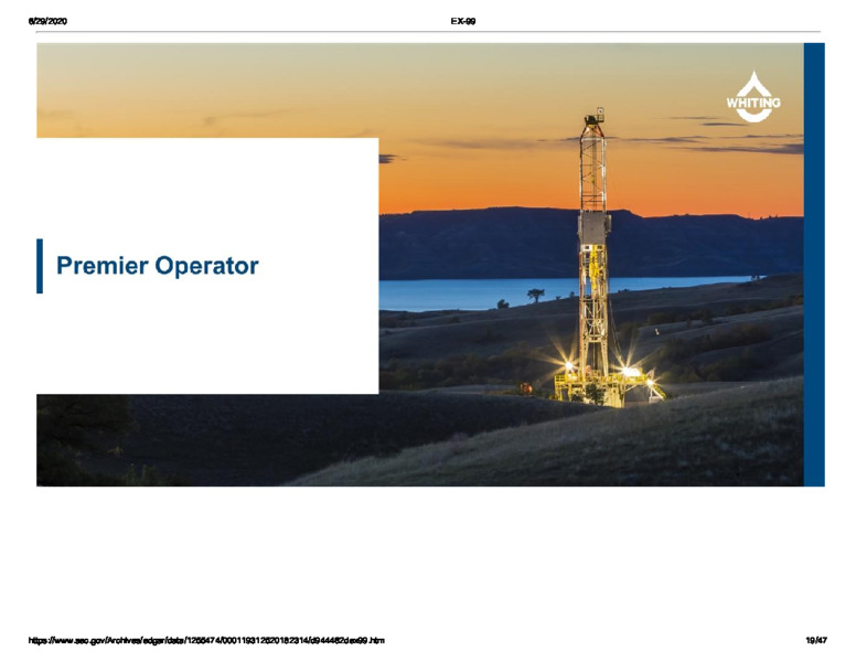 June 2020 Management Presentation – Whiting Petroleum Corp. – slide 18
