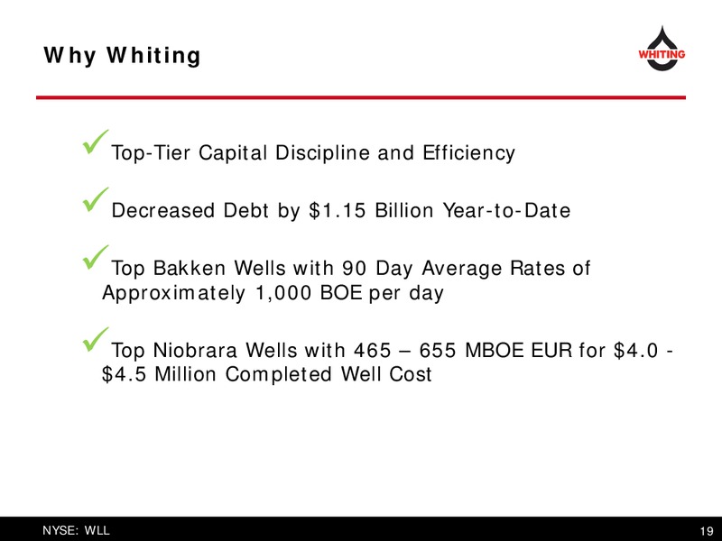 September 2016 Investor Presentation – Whiting Petroleum Corp. – slide 18