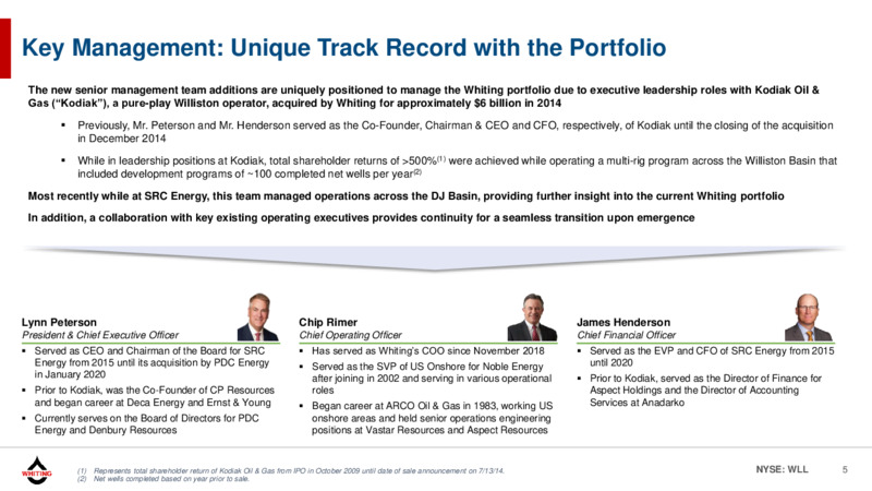 Emergence from Bankruptcy – Whiting Petroleum Corp. – slide 4