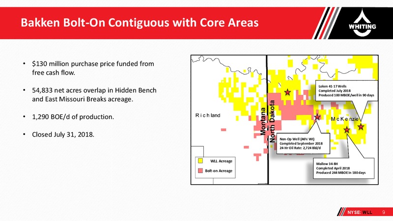 Bank of America Merrill Lynch Global Energy Conference 2018 – Whiting Petroleum Corp. – slide 8