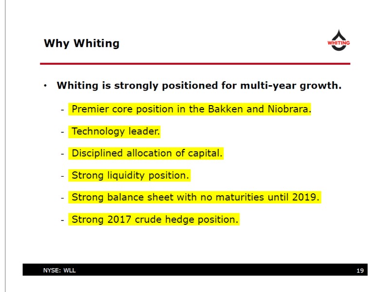 2Q17 Earnings Presentation – Whiting Petroleum Corp. – slide 18