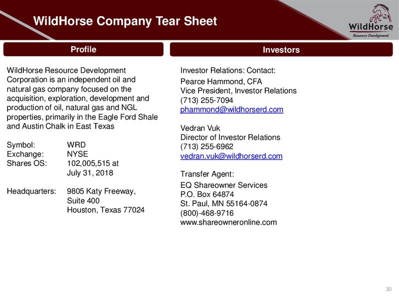 August 2018 Corporate Presentation – WildHorse Resource Development – slide 27