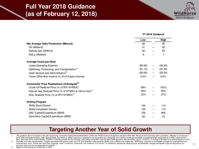 August 2018 Enercom Conference – WildHorse Resource Development – slide 18