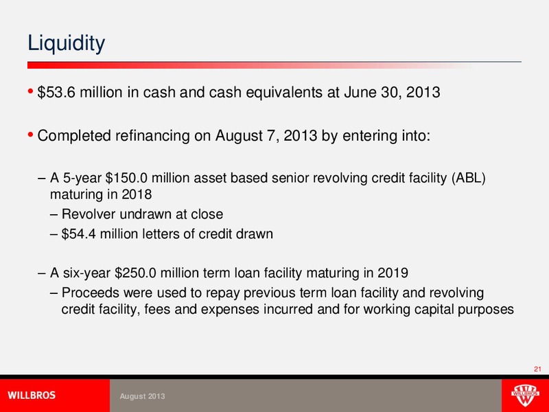 MIDWEST IDEAS INVESTOR CONFERENCE – Willbros Group, Inc – slide 21