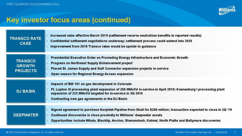 1Q 2019 Earnings Presentation – Williams Companies, Inc. – slide 7