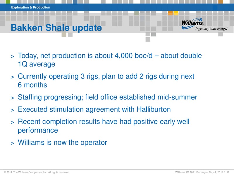 Q1 2011 RESULTS – Williams Companies, Inc. – slide 10