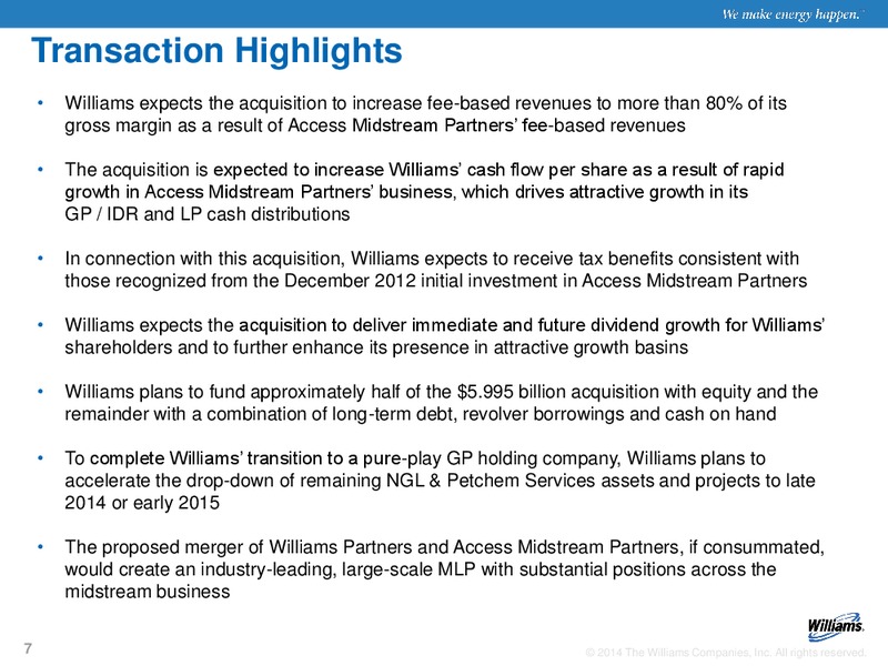 GLOBAL INFRASTRUCTURE PARTNERS ACQUISITION – Williams Companies, Inc. – slide 5