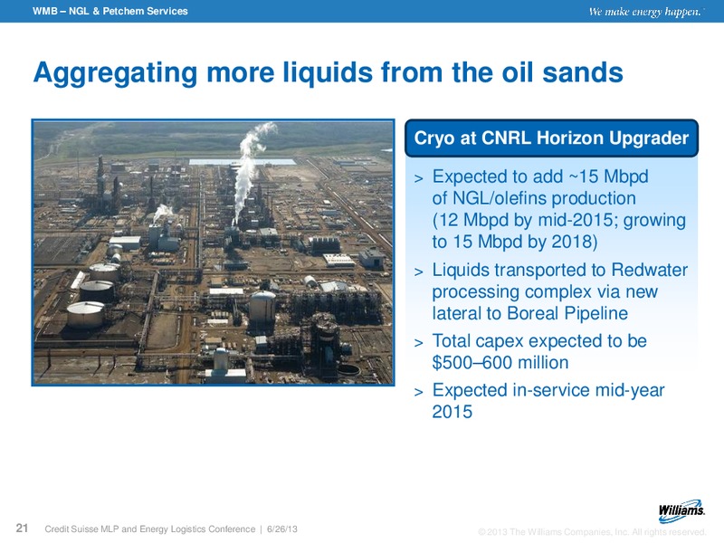 CREDIT SUISSE MLP AND ENERGY LOGISTICS CONFERENCE – Williams Companies, Inc. – slide 19