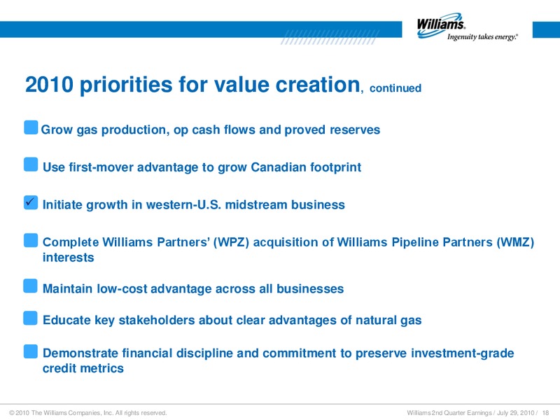Q2 2010 RESULTS – Williams Companies, Inc. – slide 16