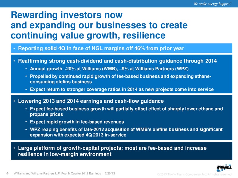 Q4 2012 RESULTS – Williams Companies, Inc. – slide 2