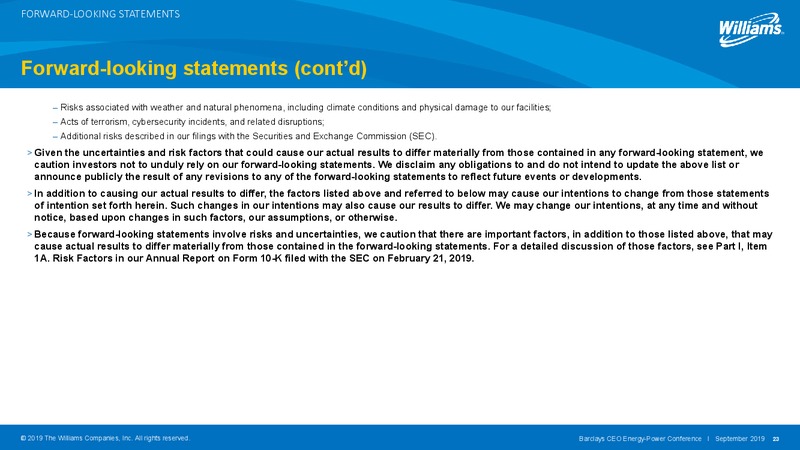 Barclays CEO Energy Power Conference – Williams Companies, Inc. – slide 21