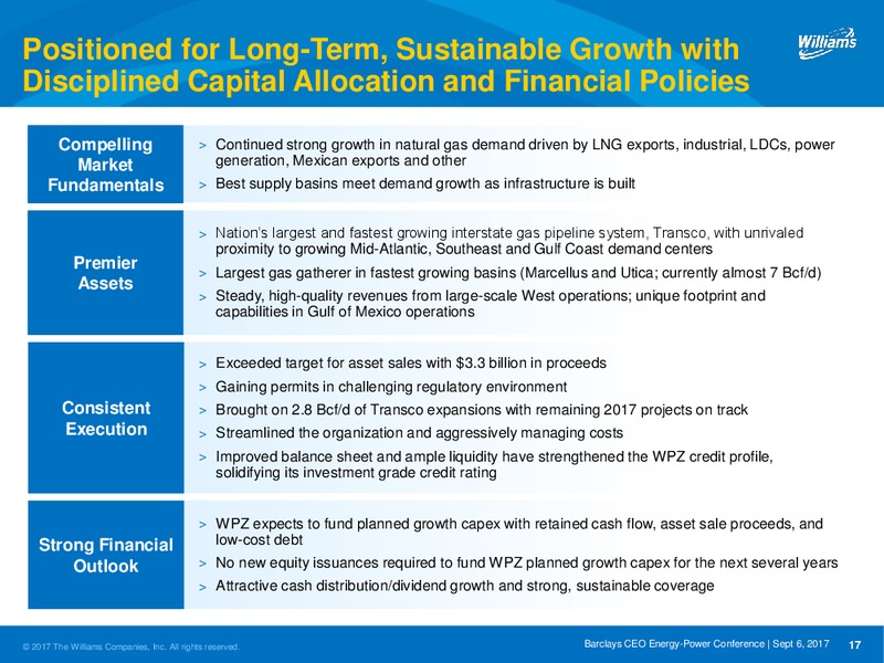 Barclays CEO Energy 2017 Power Conference – Williams Companies, Inc. – slide 17