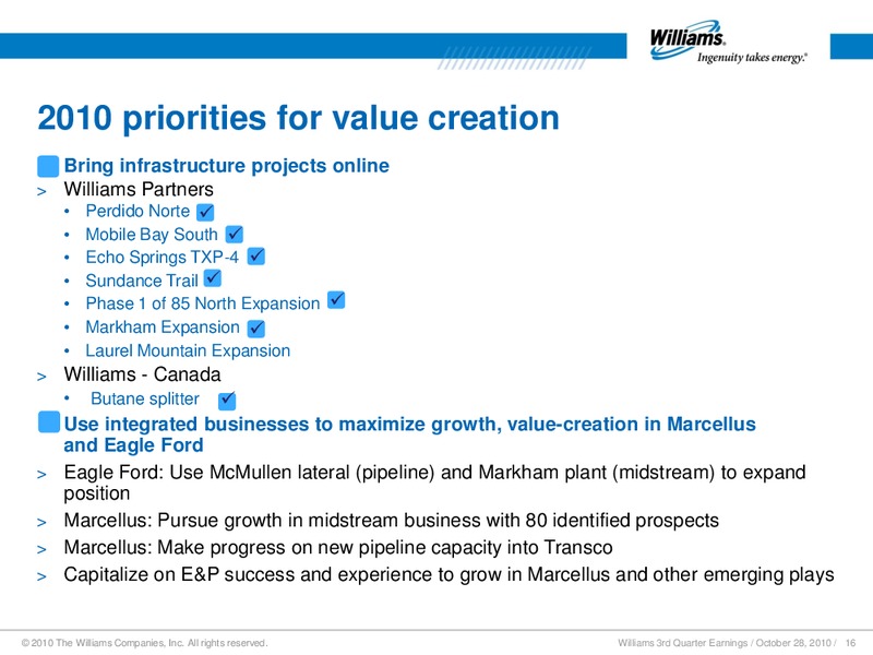 Q3 2010 RESULTS – Williams Companies, Inc. – slide 14