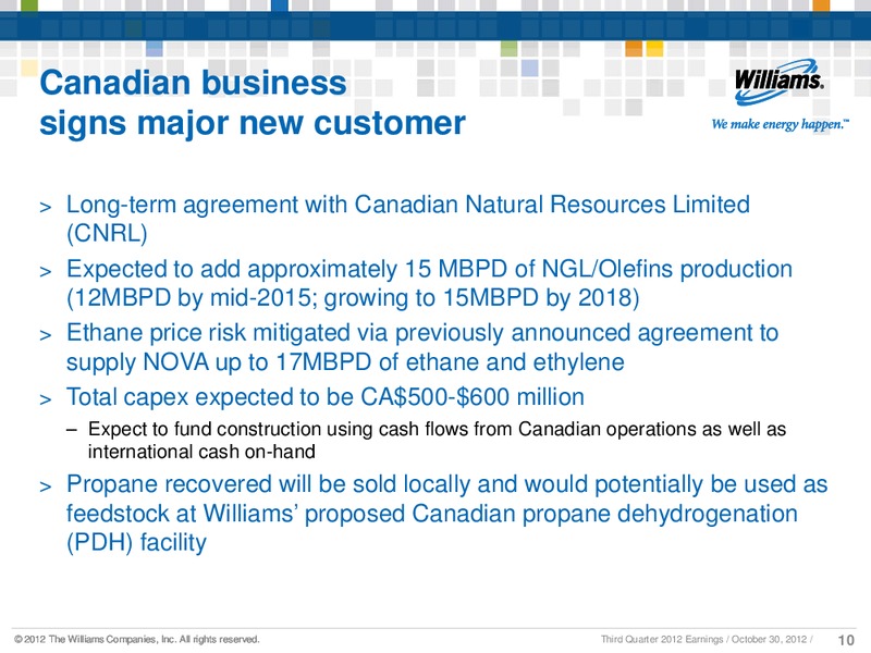 Q3 2012 RESULTS – Williams Companies, Inc. – slide 8