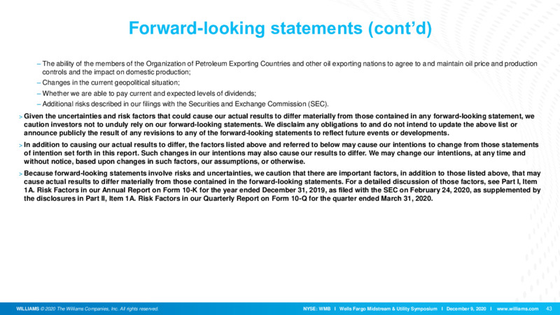 Wells Fargo Midstream & Utility Symposium – Williams Companies, Inc. – slide 41