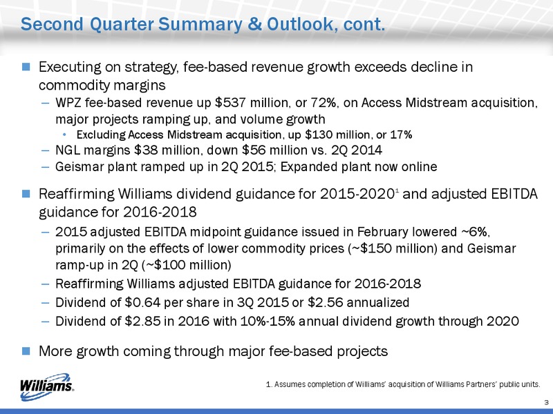 Q2 2015 Earnings Call – Williams Partners Lp – slide 3