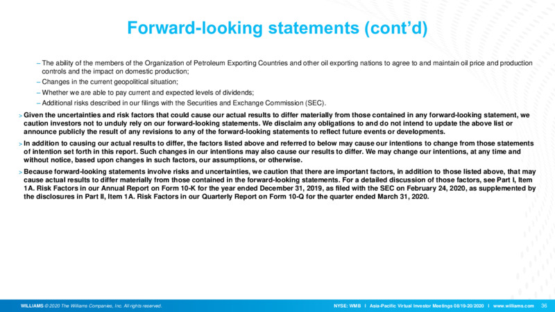 Asia Pacific Virtual Investor Meetings – Williams Companies, Inc. – slide 34