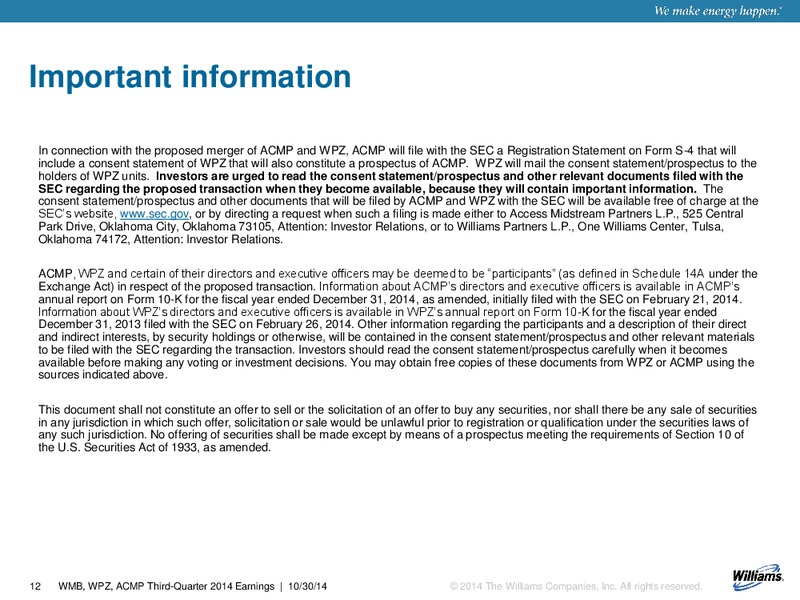 Q3 2014 RESULTS – Williams Partners Lp – slide 12