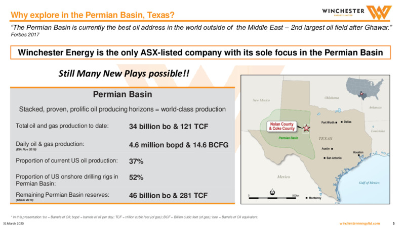 March 2020 Investor Presentation – Winchester Energy Co., Ltd. – slide 5