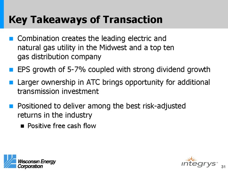 May 2015 Investor Presentation – Wisconsin Energy Corp. – slide 30