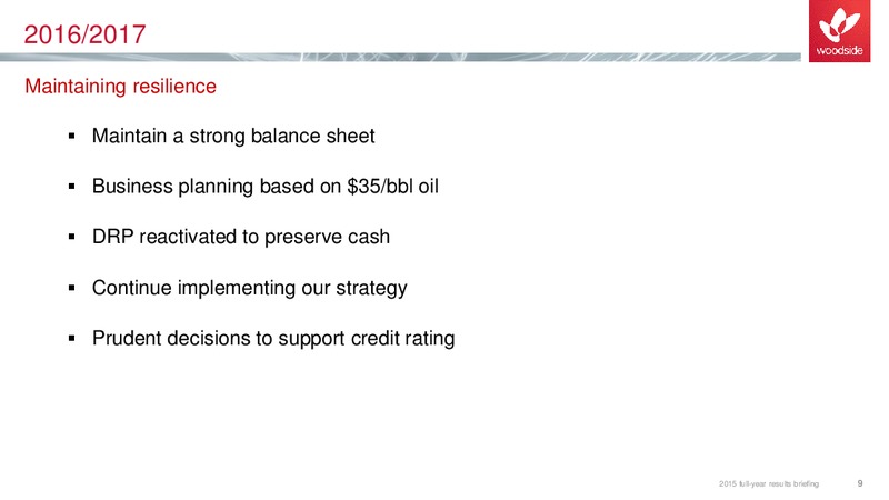 2015 Full Year Results – Woodside Petroleum Ltd. – slide 8