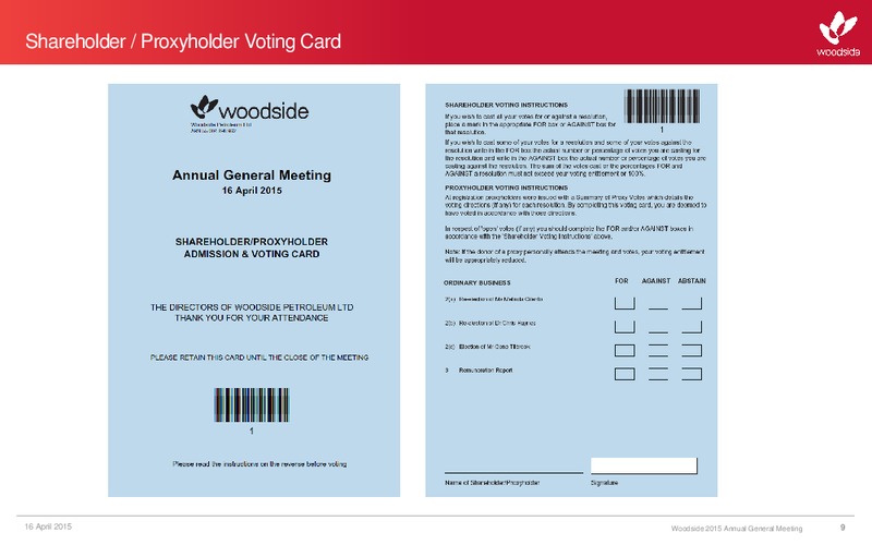 2015 ANNUAL GENERAL MEETING – Woodside Petroleum Ltd. – slide 8