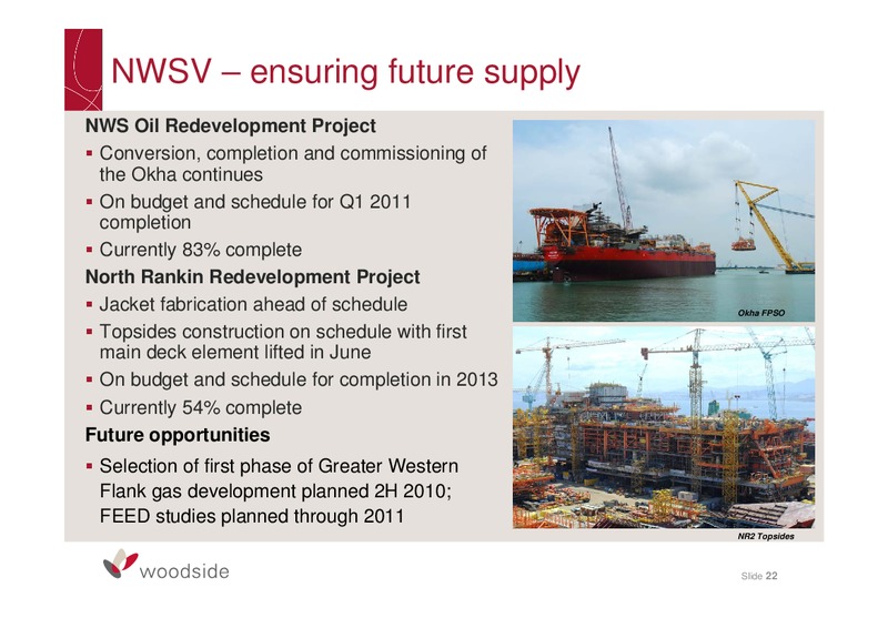 2010 HALF YEAR RESULTS BRIEFING – Woodside Petroleum Ltd. – slide 21