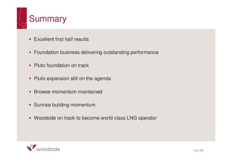 2010 HALF YEAR RESULTS BRIEFING – Woodside Petroleum Ltd. – slide 52