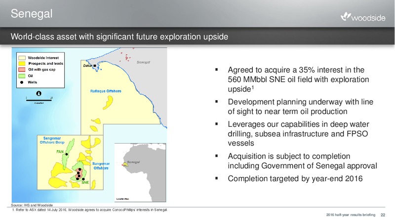 H1 2016 Results – Woodside Petroleum Ltd. – slide 21