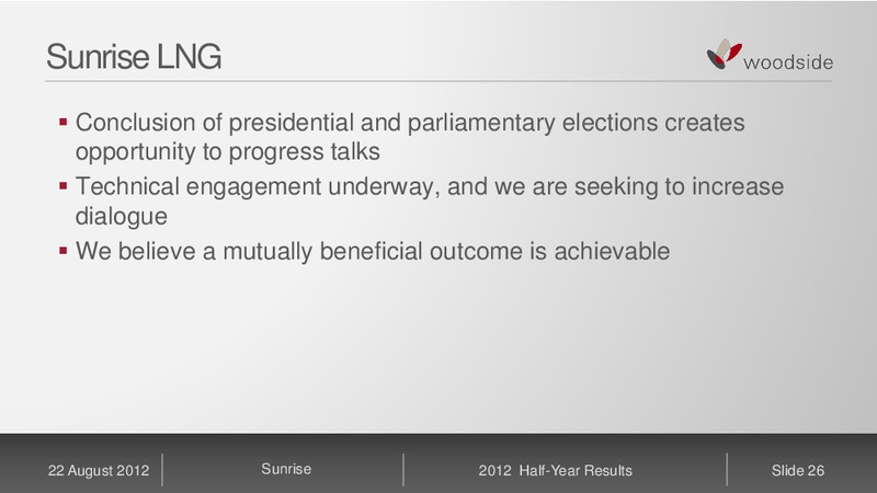 H2 2012 RESULTS – Woodside Petroleum Ltd. – slide 25