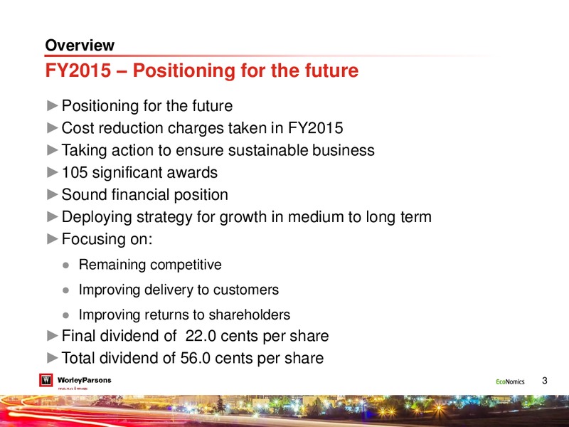 August 2015 Investor Presentation – WorleyParsons Limited – slide 2