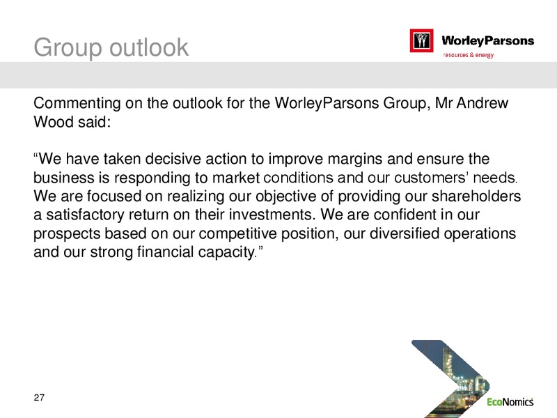 FULL YEAR 2014 RESLUTS – WorleyParsons Limited – slide 27