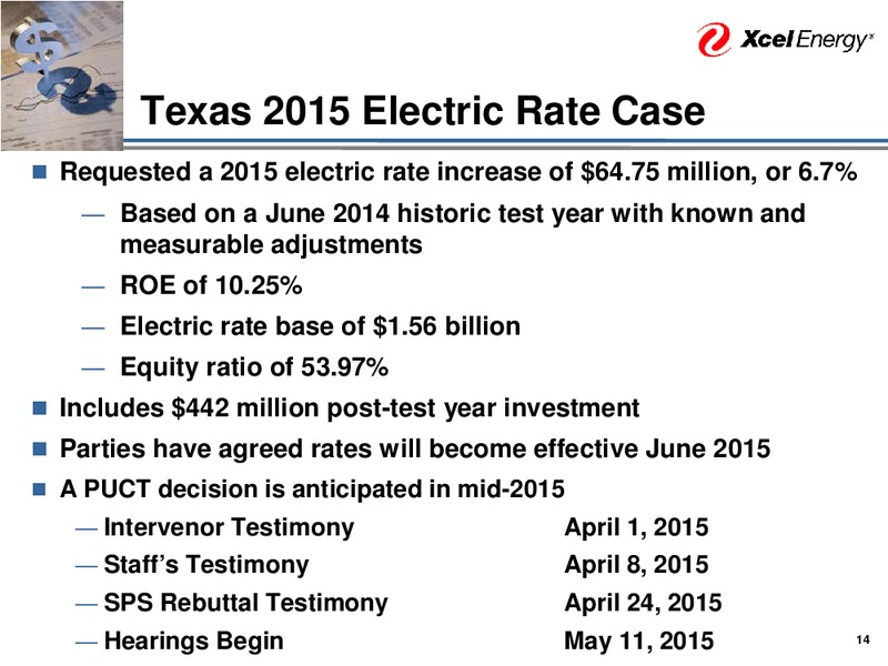 Fourth Quarter 2014 Earnings Release Presentation – Xcel Energy – slide 15